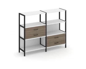 Двухсекционный стеллаж трехярусный с ящиками на двух ярусах 1590х400х1246 Shelf System images