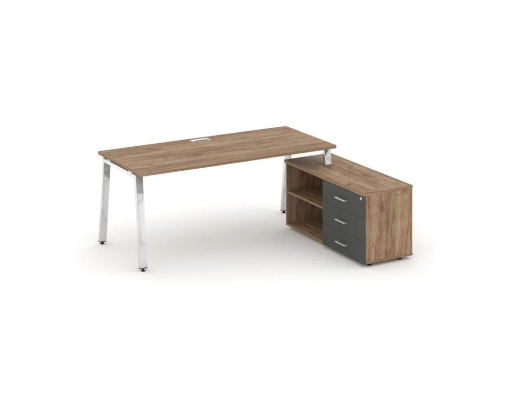 Стол письменный с греденцией правой на А-образном каркасе 1780x700x750 Style Project Direct Lux