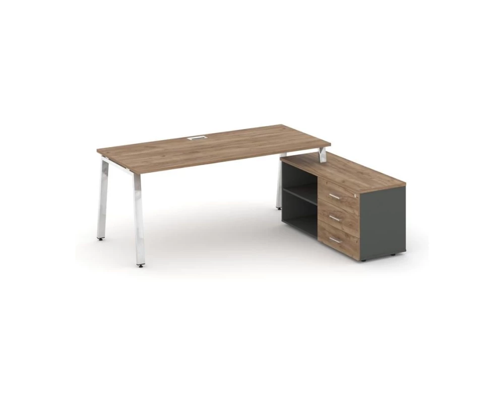 Стол письменный с греденцией правой на А-образном каркасе 1780x700x750 Style Project Direct Lux