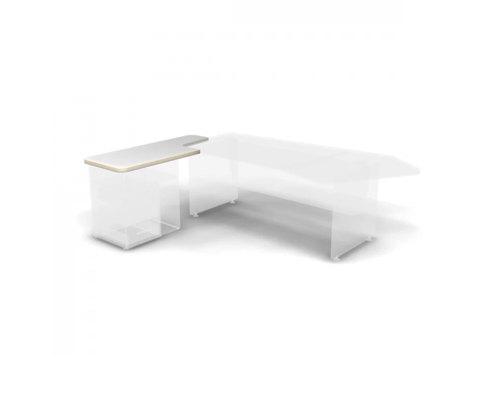 Топ тумбы приставной, левый 140х58х3,8 Smartex Белый премиум/Акация светлая