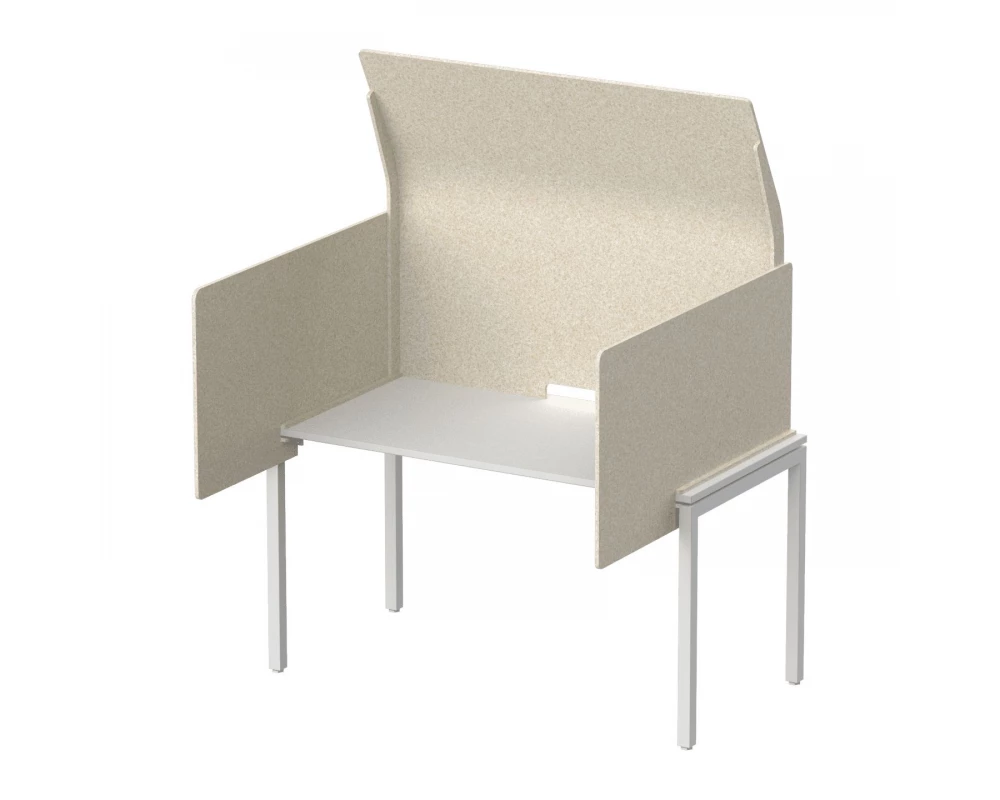 Кабина с высоким экраном-парусом и выступающими боковыми стенками 155х112х113 Forest Office Лебединый пух